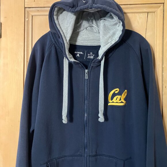 Antigua Mens Cal Berkeley Full Zip Embroidered Logo Hoodie Size XL Blue SP EXC - Picture 1 of 8